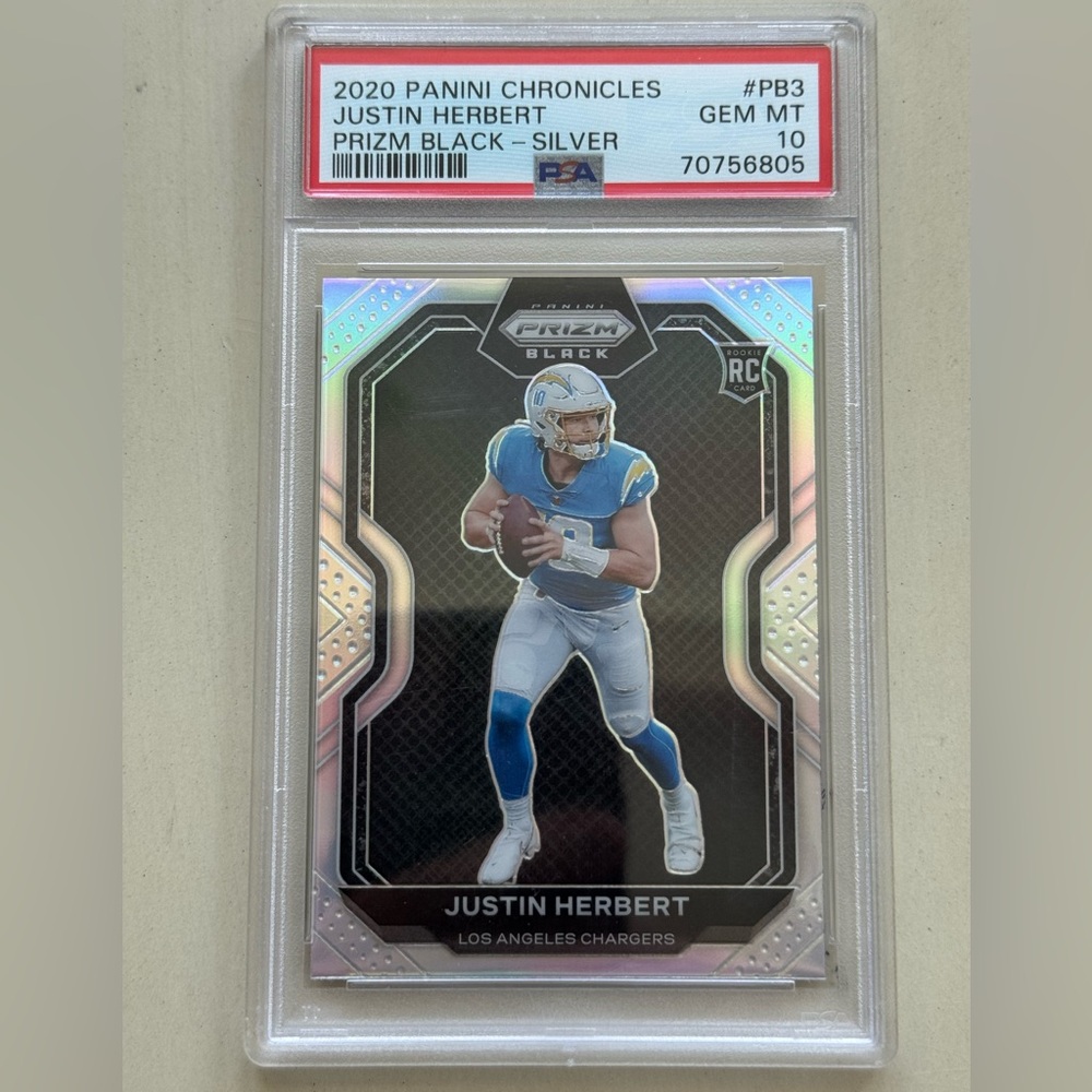 2020 Prizm Black Silver Justin Herbert Rookie PSA 10 LA Chargers